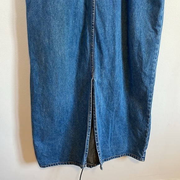 VTG Route66 Overall Dress Medium Blue 90s Jean Denim Maxi Bib Pockets Jumper - Picture 8 of 12